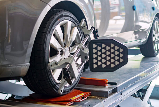 Car on an alignment rack